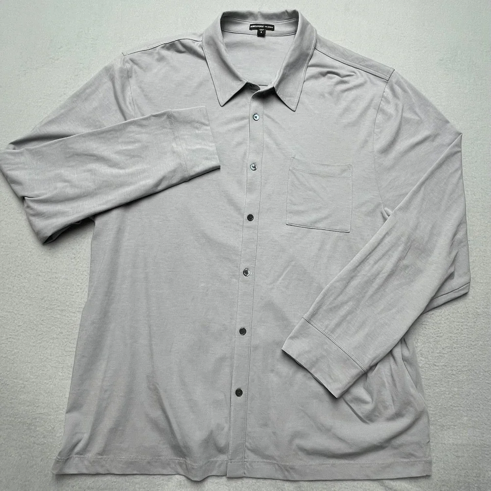 James Perse Clean Finish Jersey Men Gray Cotton Long Sleeve Button Shirt 5 95330